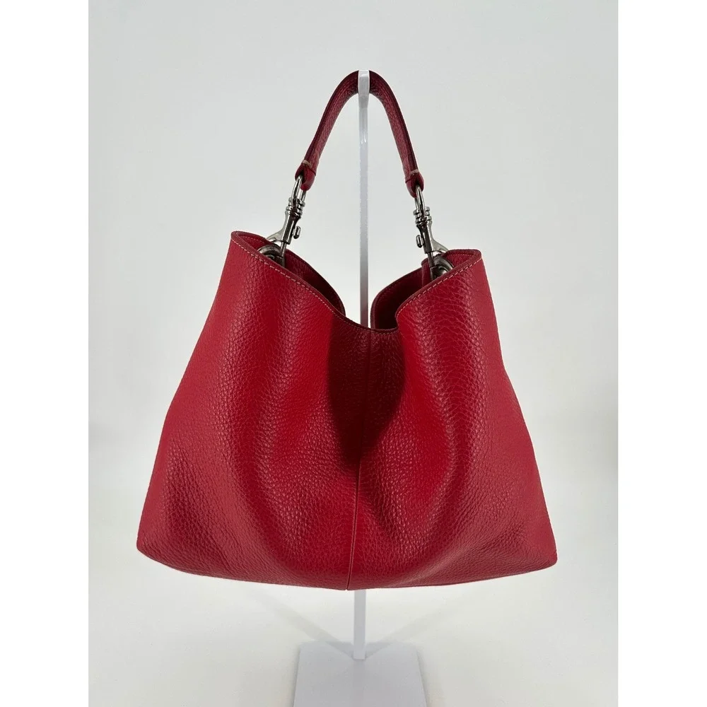 Miu Miu Red Pebbled Leather Slouchy Vintage Hobo Bag Silver Hardware Italy